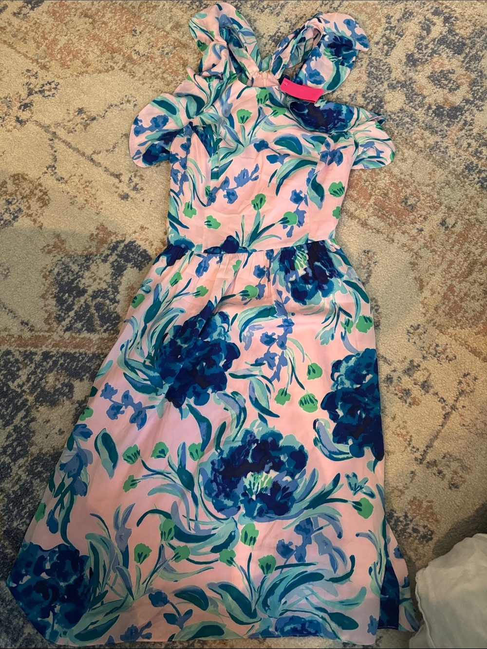 Lilly Pulitzer Pink Dress with Blue & Green Floral Print